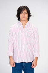 قميص رجالي بقصة Slim Fit بأكمام طويلة مصنوع من الكتان المريح