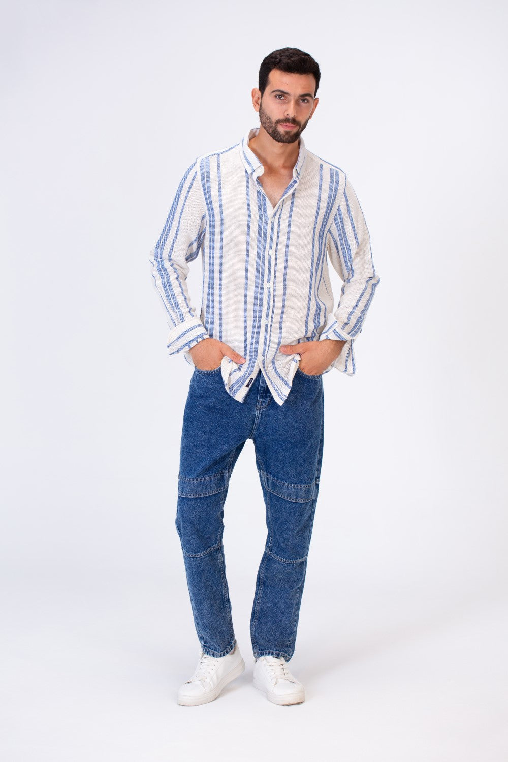 Men's Long Sleeved Striped Slim Fit Shirt With Comfortable Material