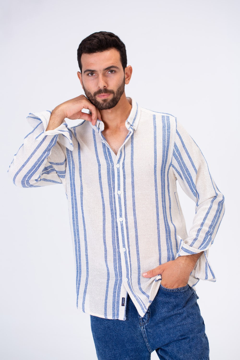Men's Long Sleeved Striped Slim Fit Shirt With Comfortable Material