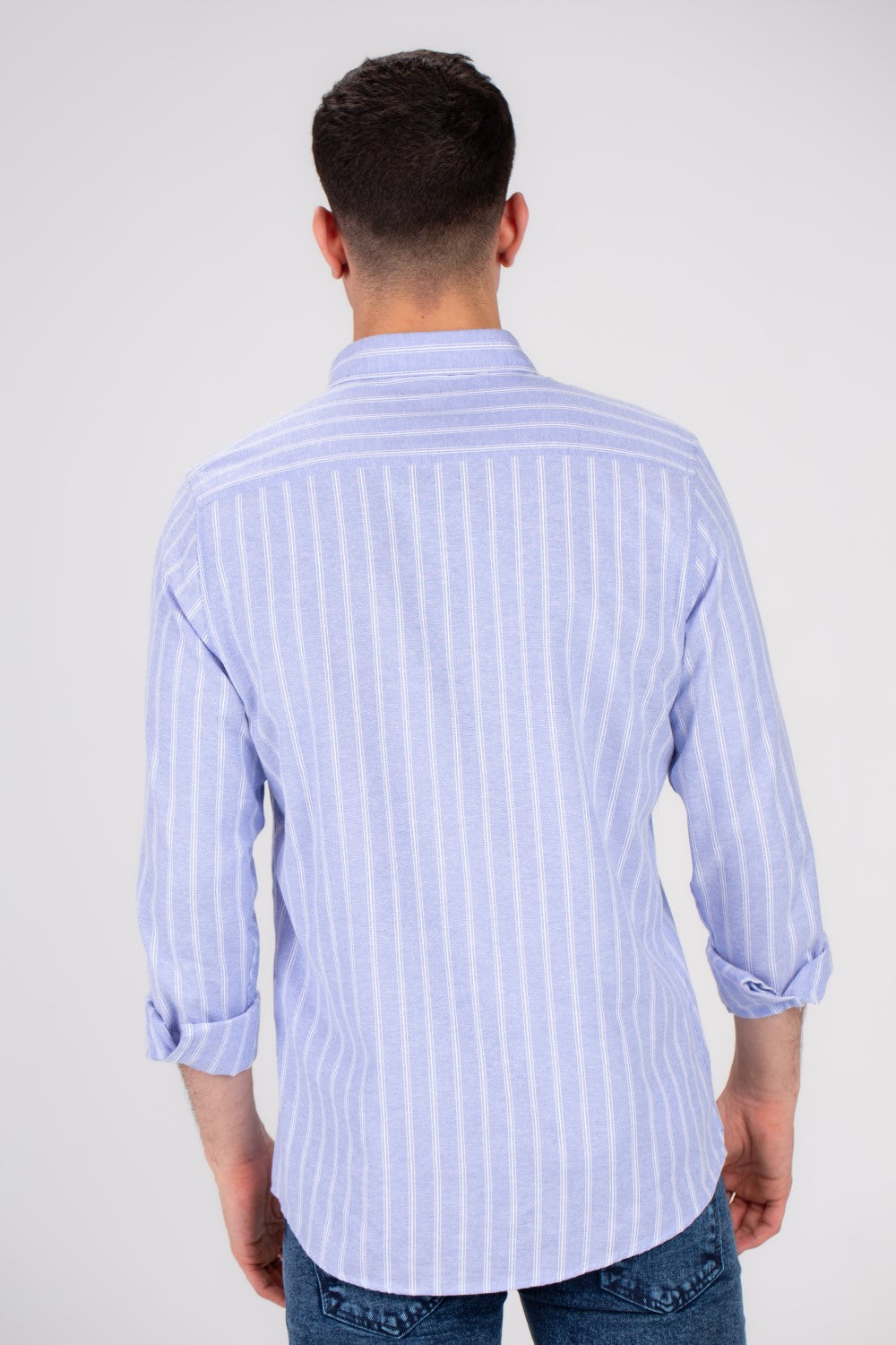 Men's Regular Fit Striped Details Long Sleeves Shirt Crafted From Soft Cotton For All Day Comfort