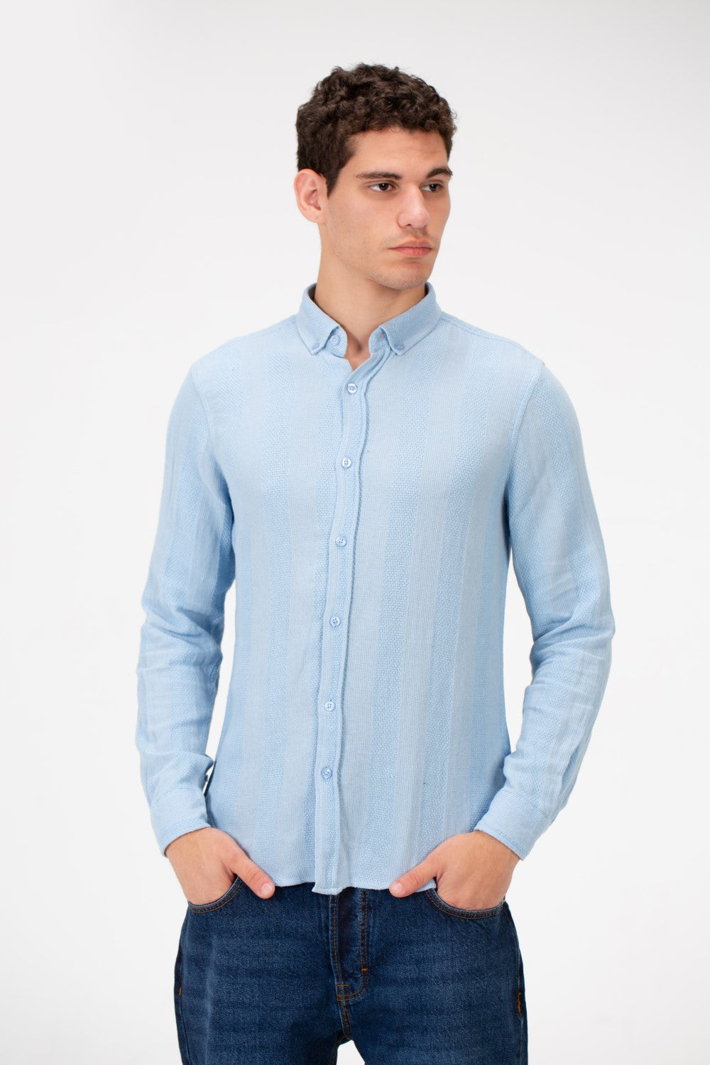 Men's Slim Fit Striped Long Sleeves Shirt