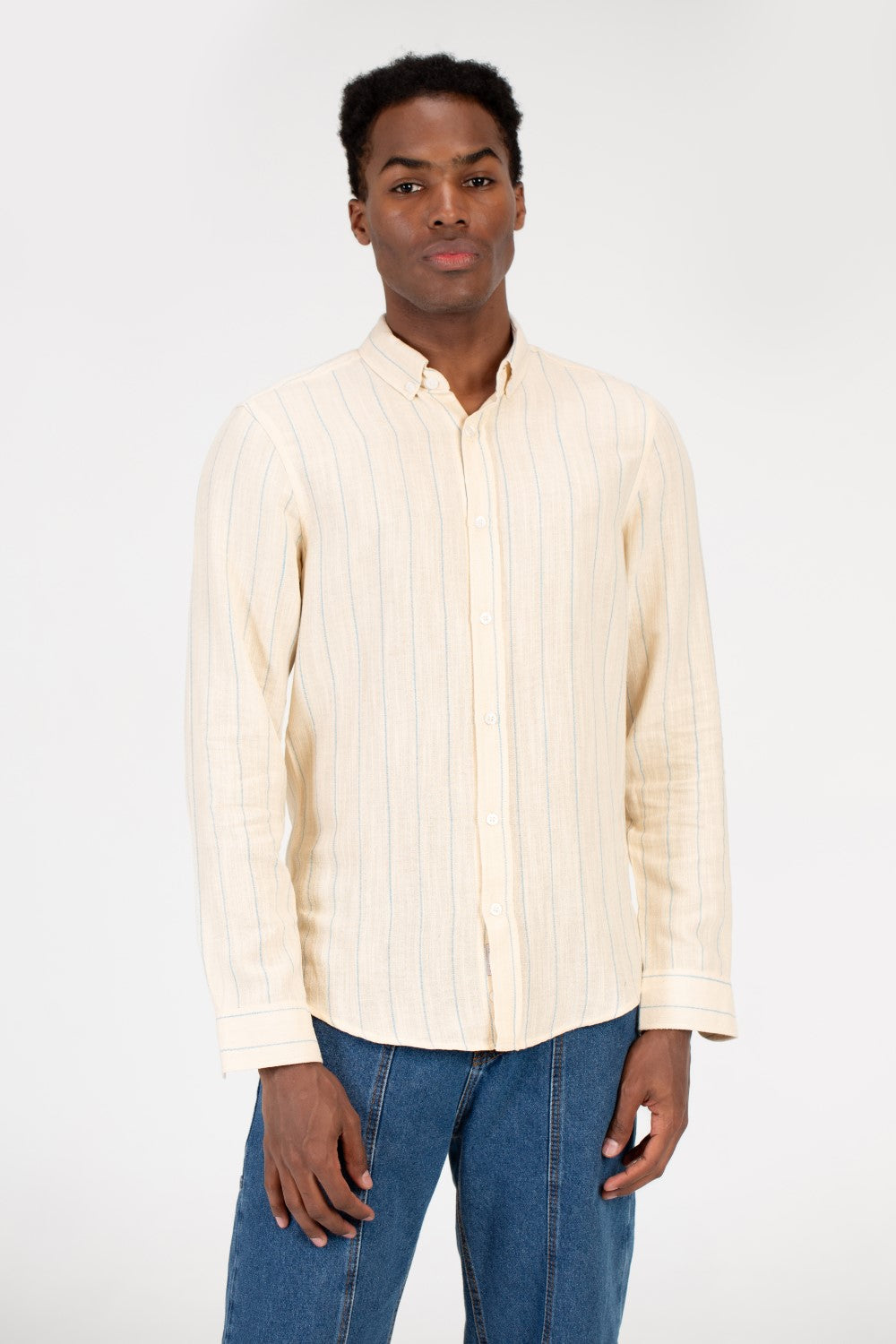 Men's Summer Striped Slim Fit Poplin Shirt