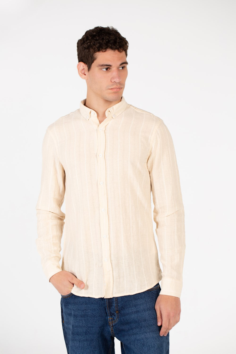 Men's Slim Fit Striped Poplin Shirt