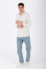 Mens Slim Fit Shirt With Front Pockets And Long Sleeves