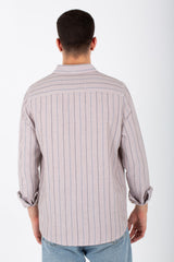 Mens Striped Long Sleeves Shirt With Button Front And Collar