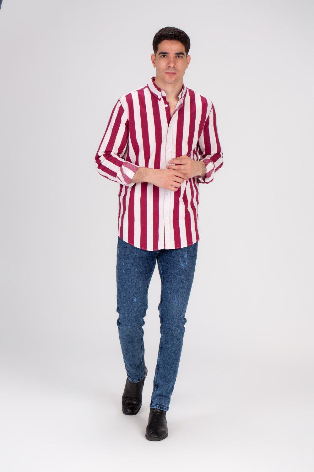Men's Regular Fit Cotton Long Sleeves Striped Shirt Perfect For Casual Outings