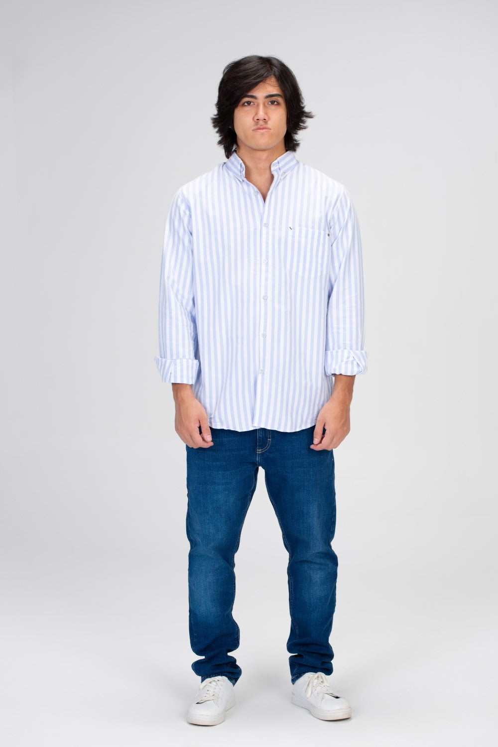 Men's Slim Fit Striped Shirt With Long Sleeves And Button Front