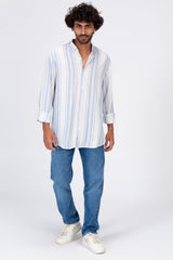 قميص رجالي مخطط بأكمام طويلة من القطن مناسب للاستخدام اليومي