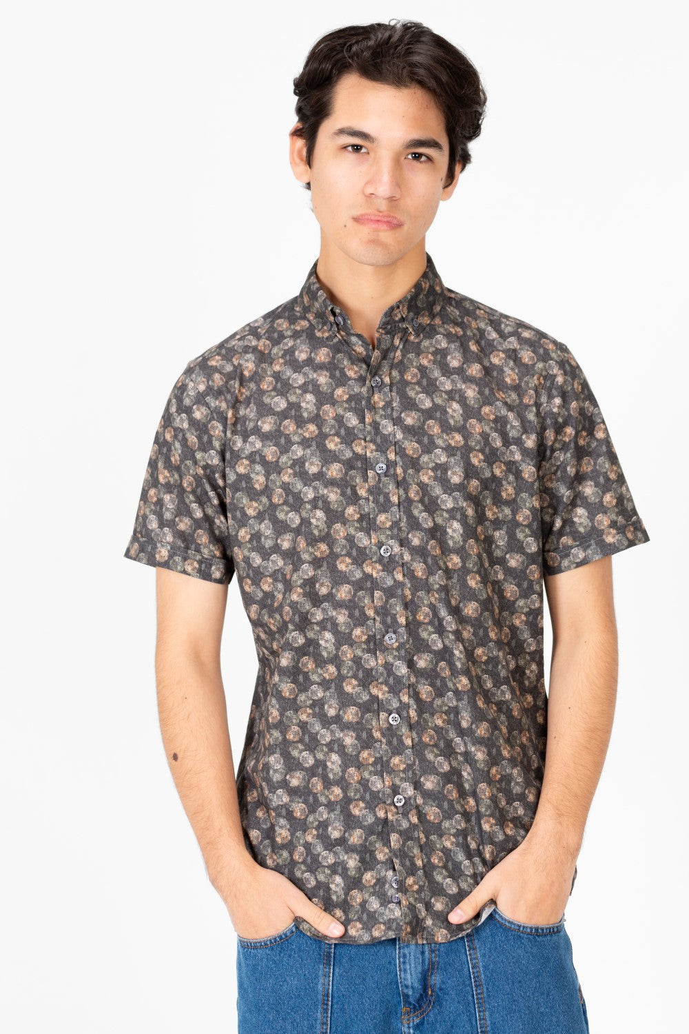 Men's Slim Fit Dotted Half Sleeve Shirt
