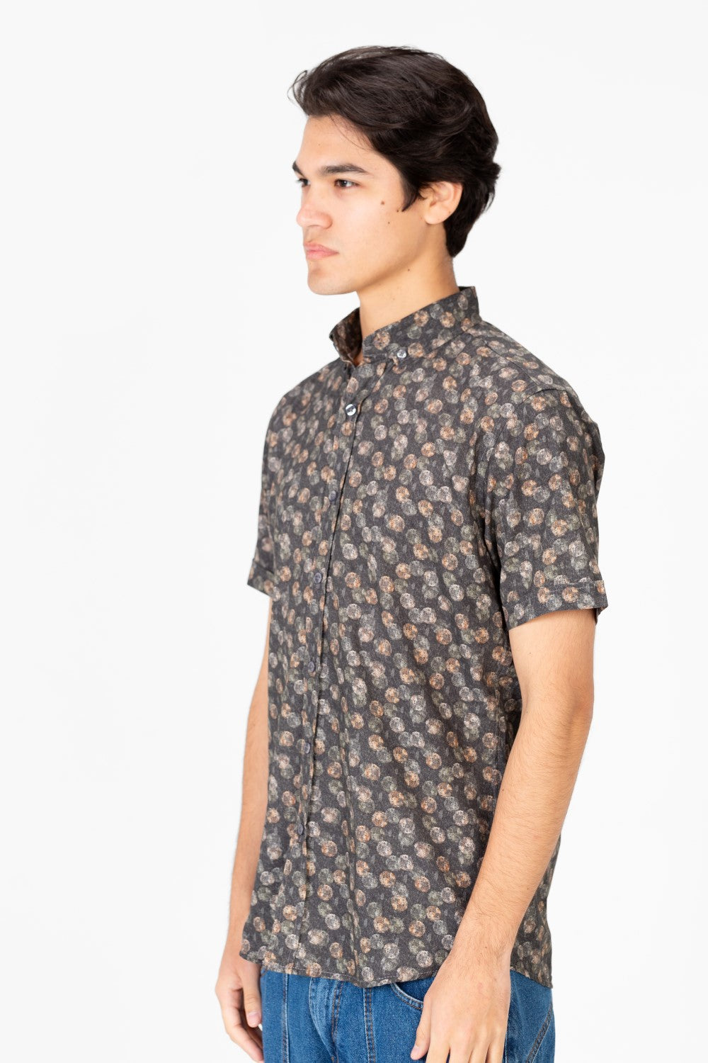Men's Slim Fit Dotted Half Sleeve Shirt
