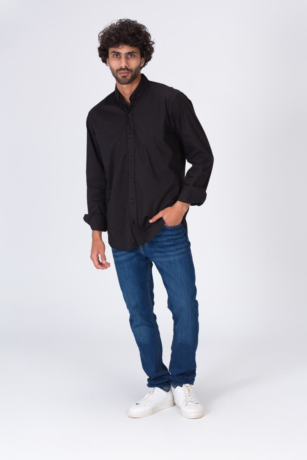 Mens Basic Plain Shirt With Collar And Basic Details For Every Day