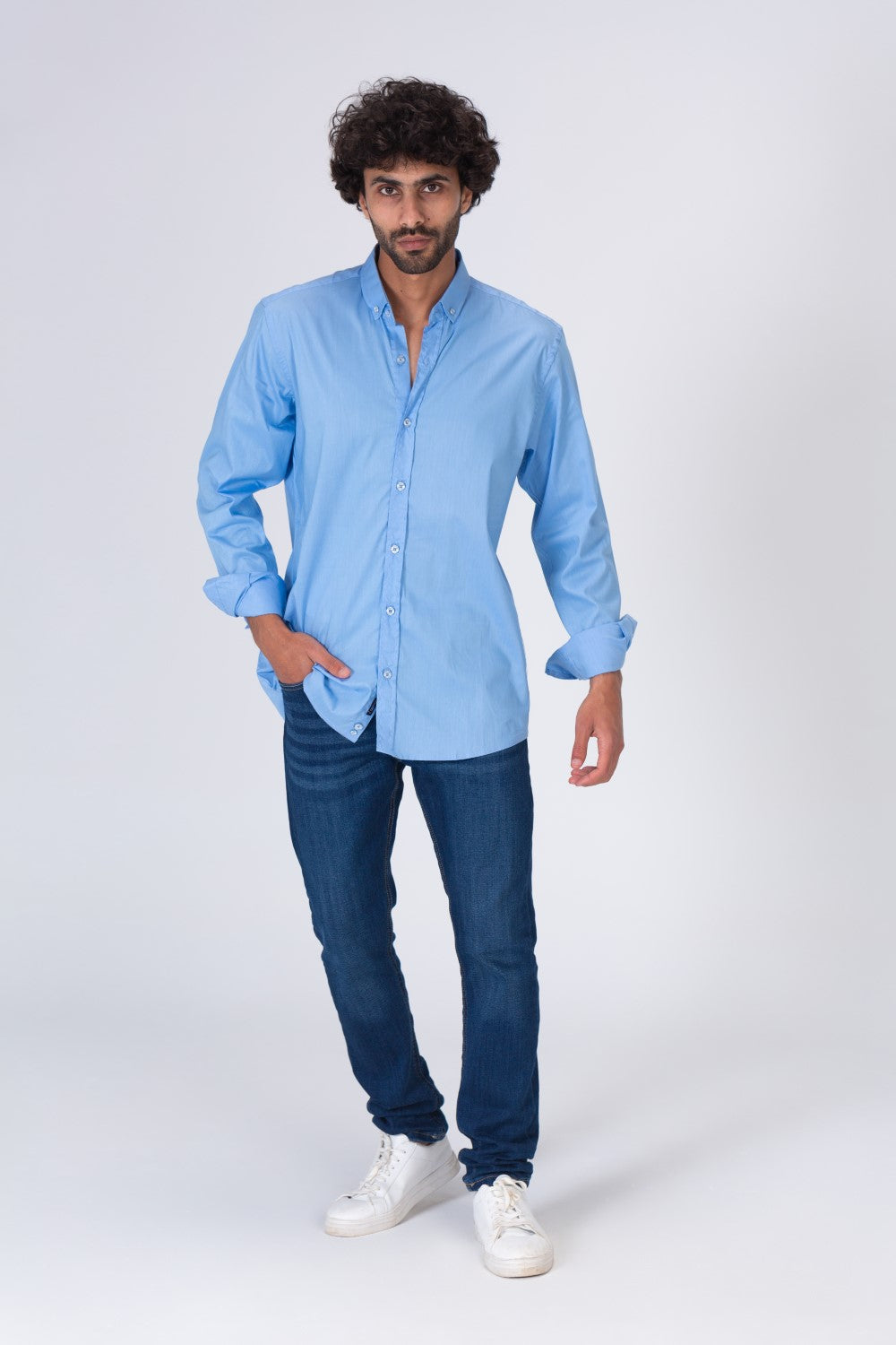 Mens Basic Plain Shirt With Collar And Basic Details For Every Day
