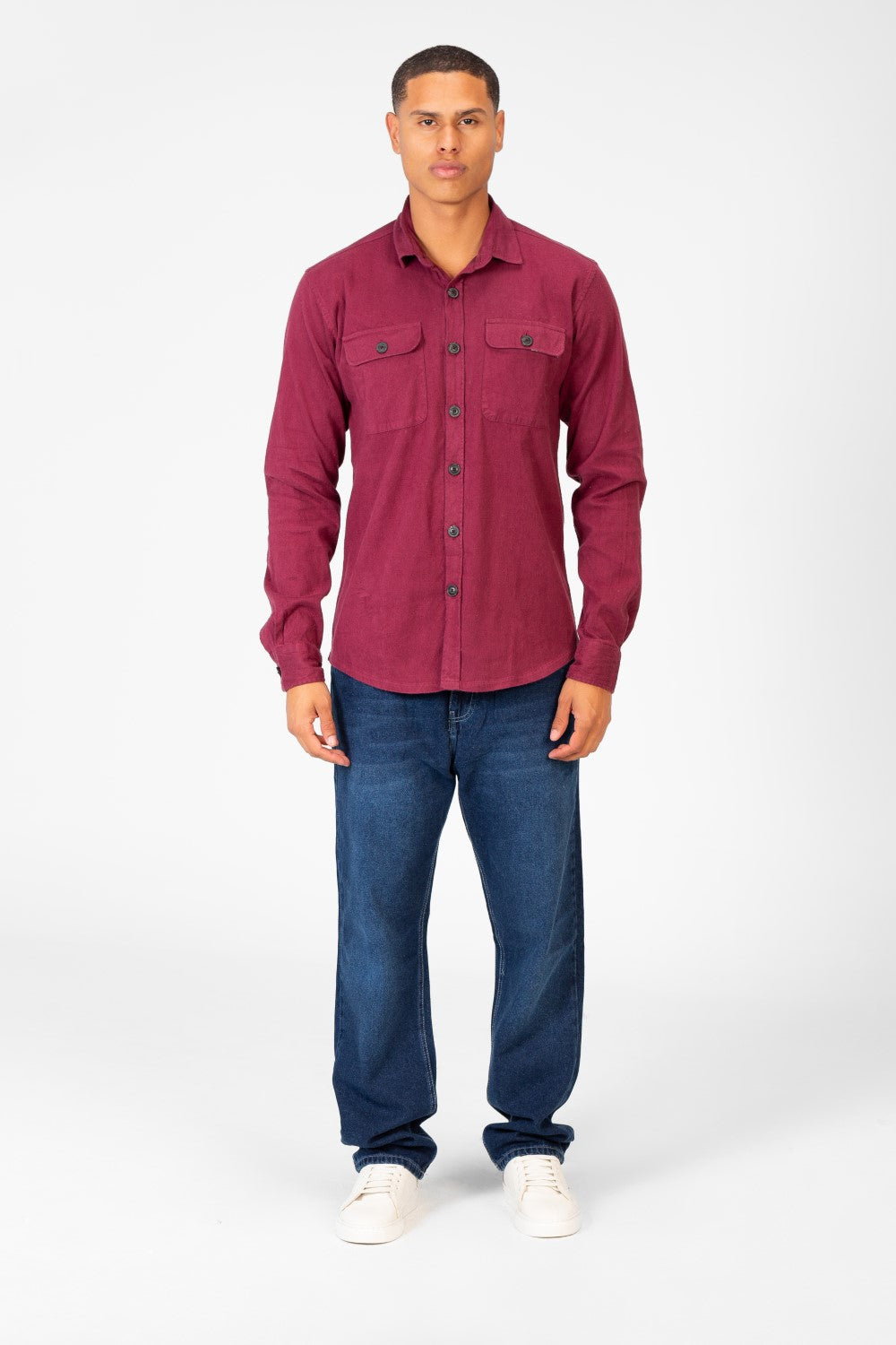 Men's Basic Slim Fit Shirt With Front Pockets