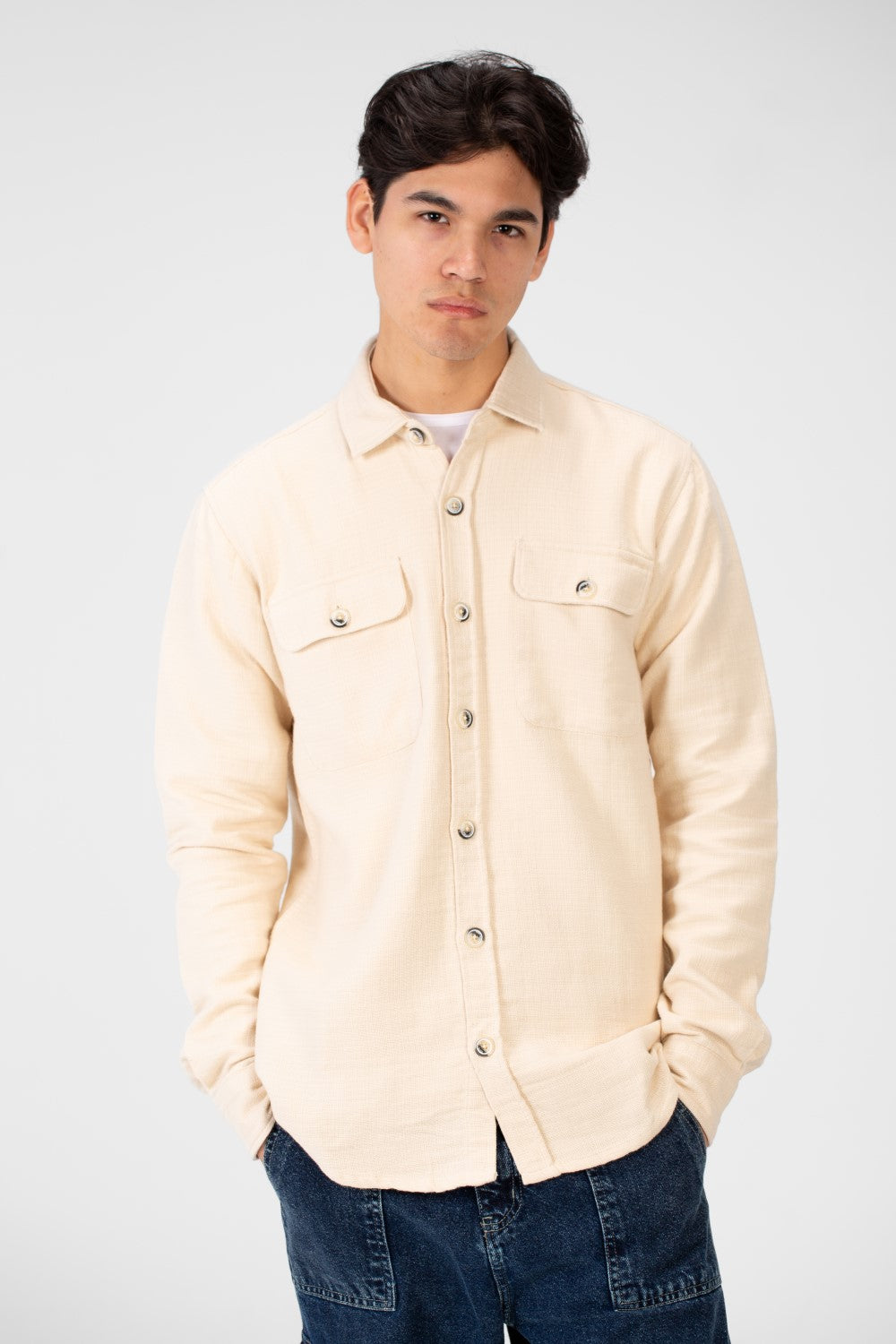 Men's Linen Slim Fit Long Sleeve Shirt