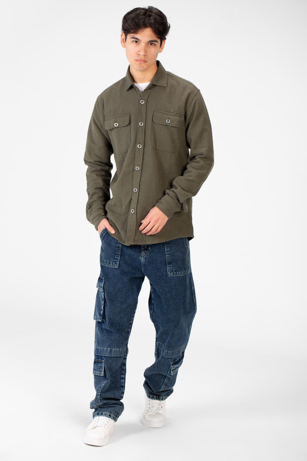 Men's Linen Slim Fit Long Sleeve Shirt