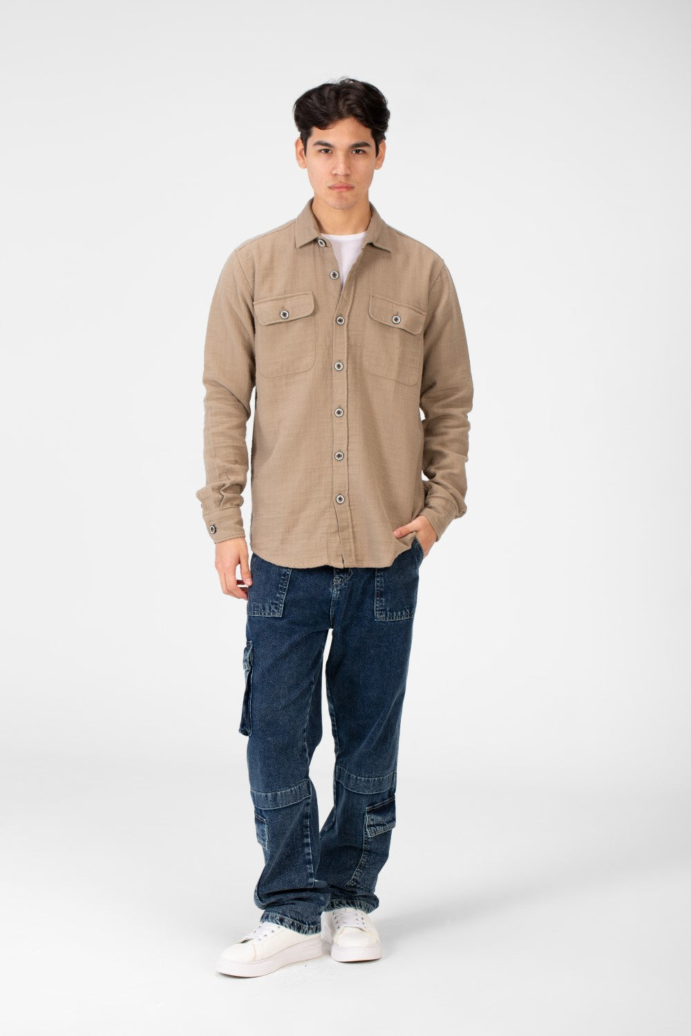 Men's Linen Slim Fit Long Sleeve Shirt