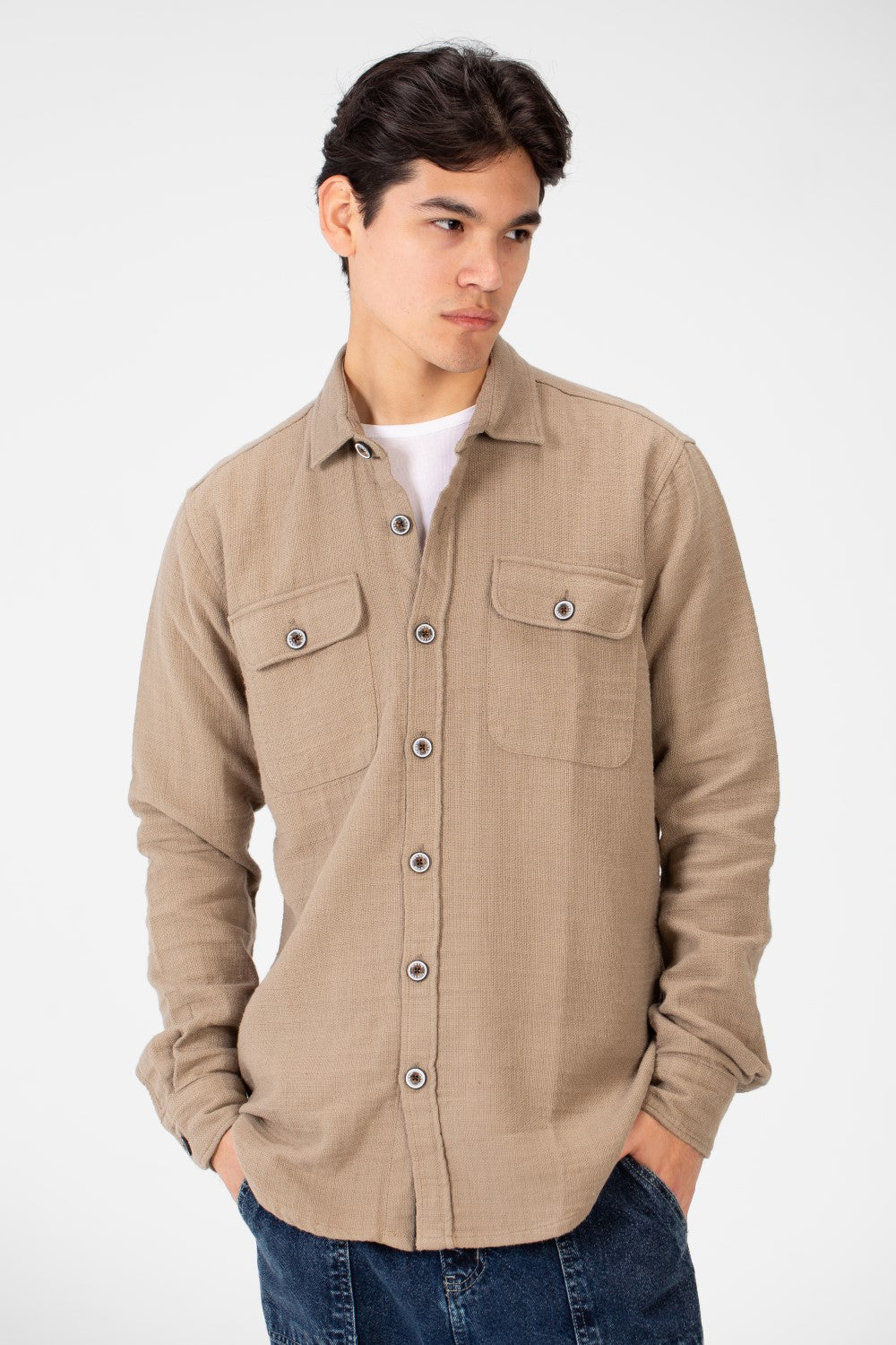 Men's Linen Slim Fit Long Sleeve Shirt