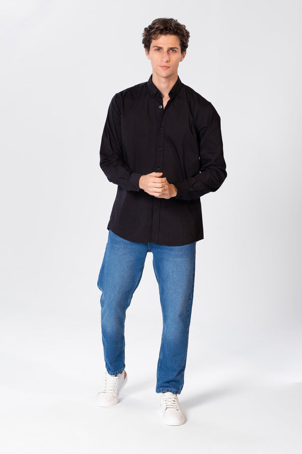 Men's Slim Fit Basic Plain Long Sleeve Shirt