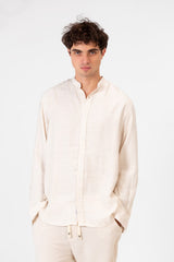 قميص رجالي أساسي بأكمام طويلة بقصة عادية من خامة مريحة وعملية