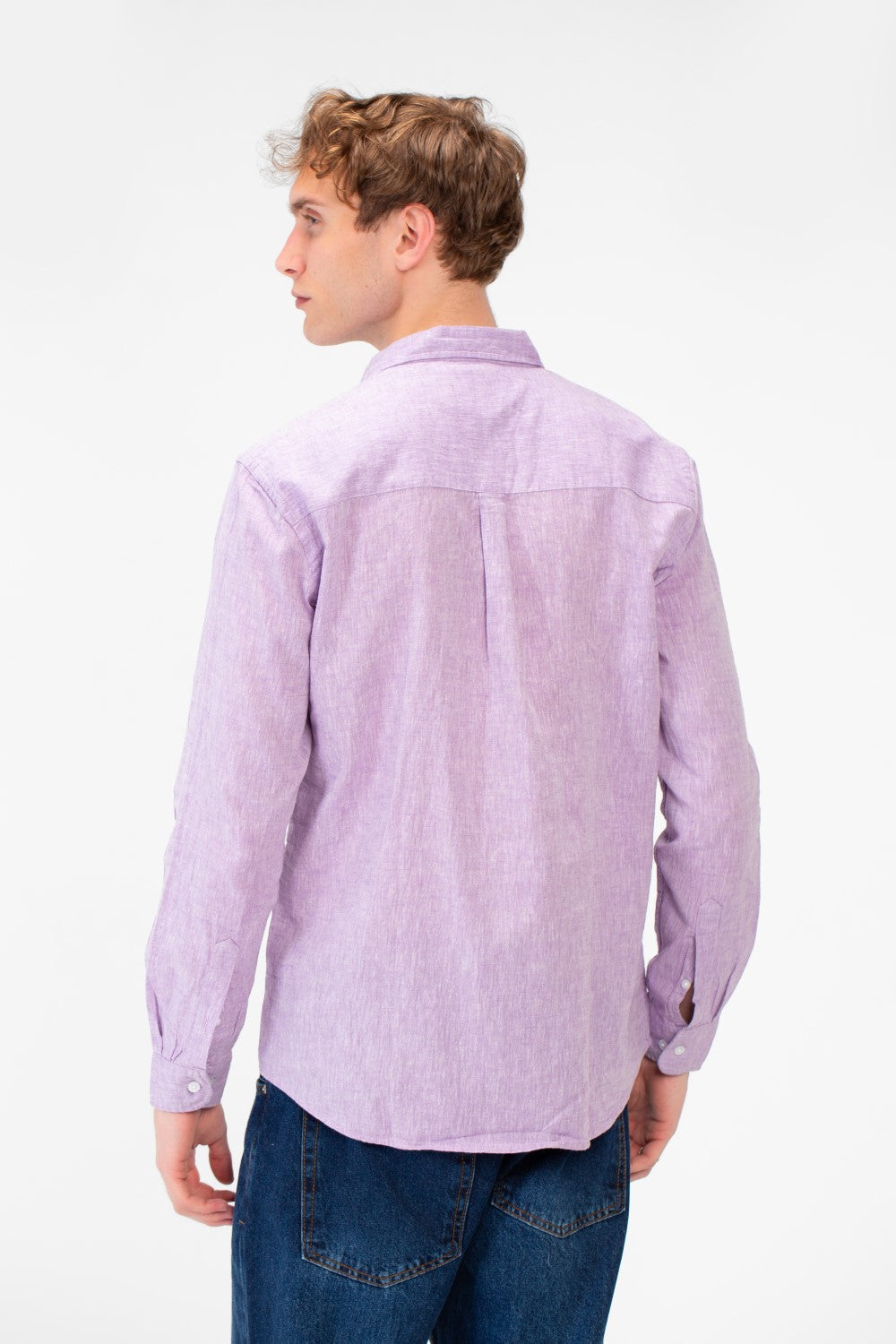 Men's Basic Long Sleeve Regular Fit Collar Shirt