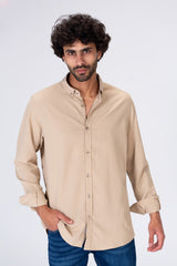 قميص رجالي بقصة عادية أساسي سادة مع خامة مريحة