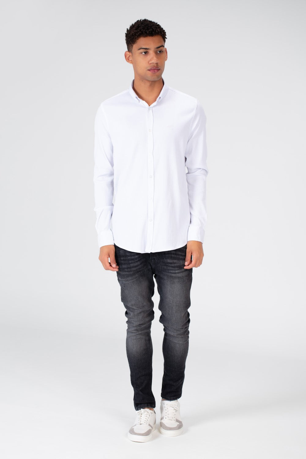 Men's Slim Fit Basic Plain Button Front Shirt