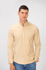 Men's Basic Slim Fit Gabardine Lycra Shirt with Long Sleeves and Full Buttons