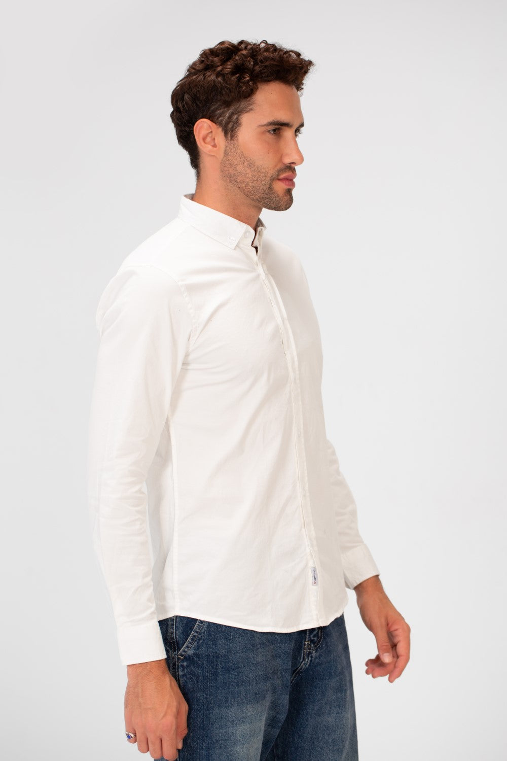 Men's Basic Slim Fit Gabardine Lycra Shirt with Long Sleeves and Full Buttons