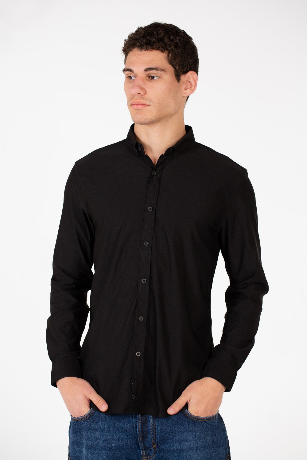 Men's Basic Slim Fit Full Button Shirt