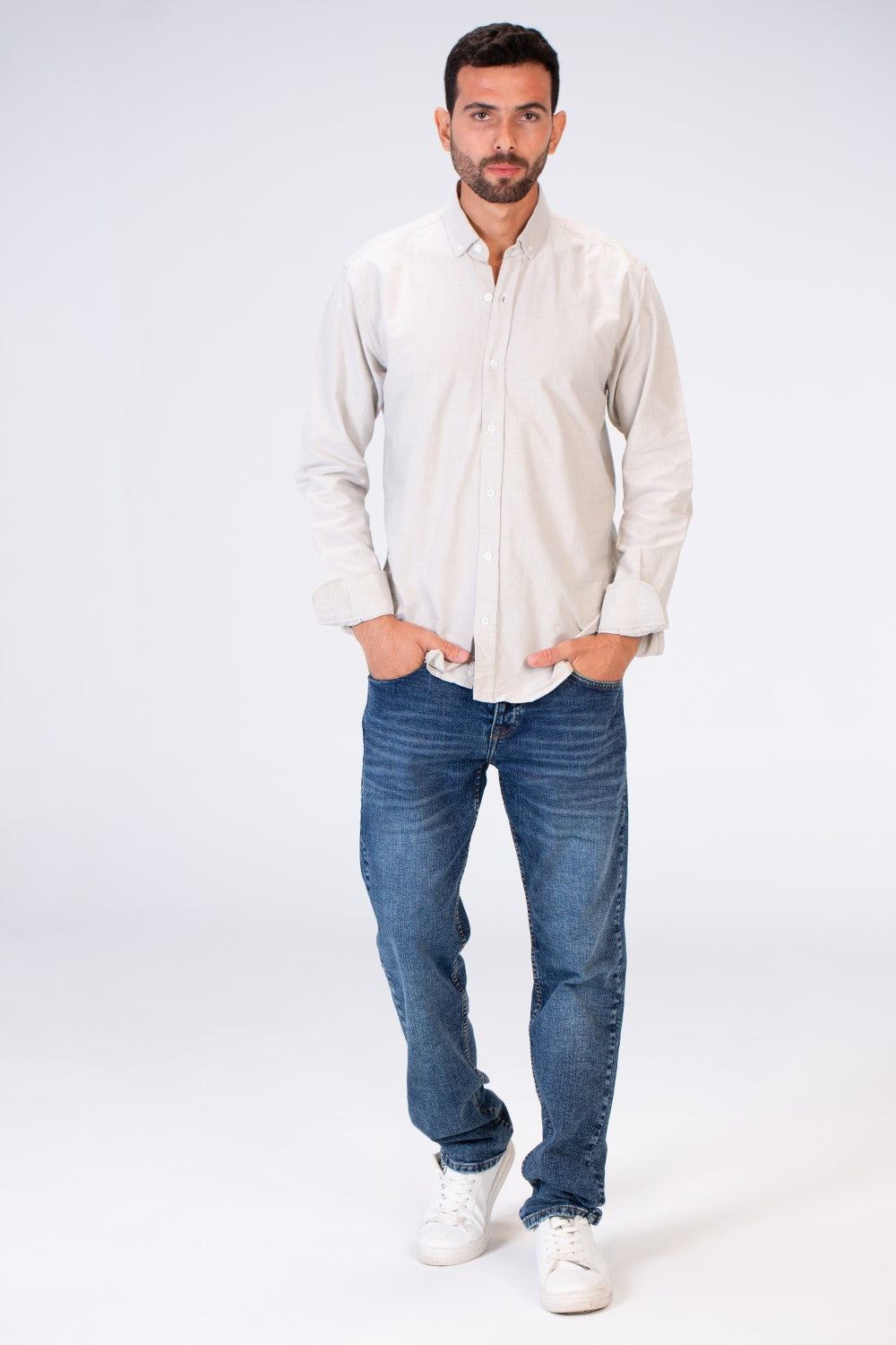 Mens Basic Plain Slim Fit Long Sleeves Shirt