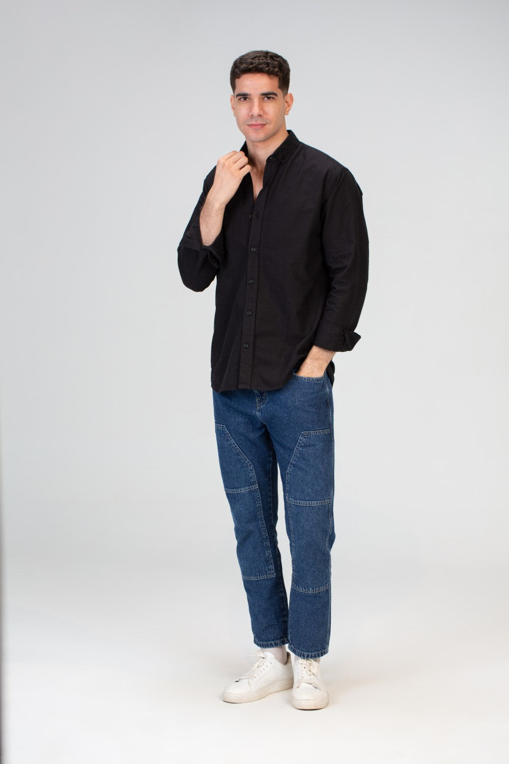 Mens Basic Plain Slim Fit Long Sleeves Shirt