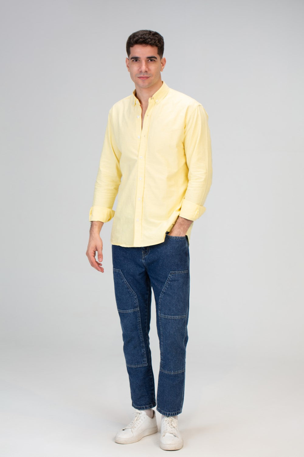 Mens Basic Plain Slim Fit Long Sleeves Shirt