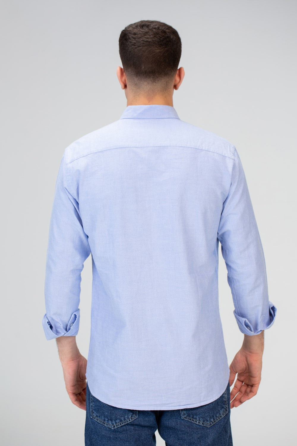 Mens Basic Plain Slim Fit Long Sleeves Shirt
