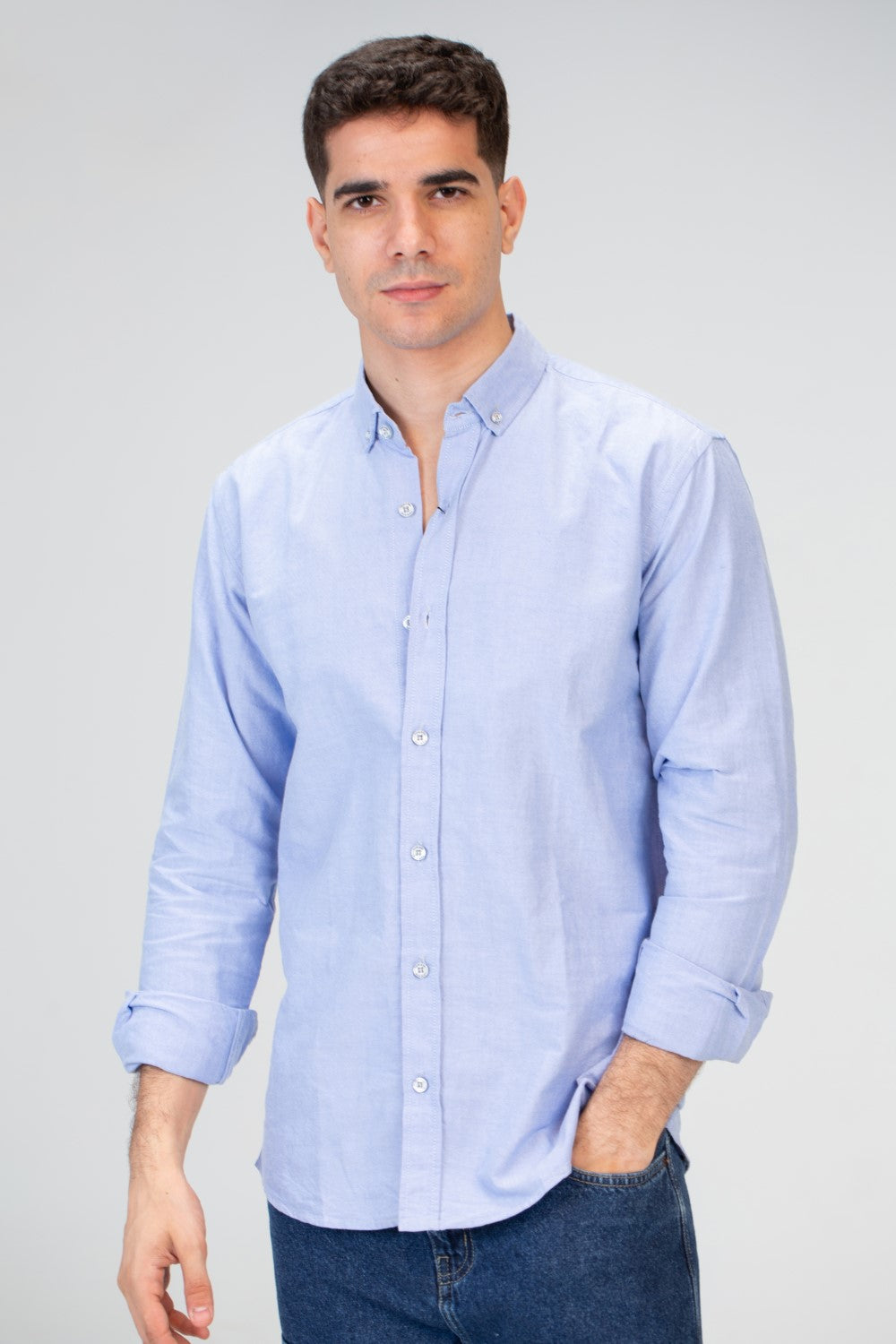 Mens Basic Plain Slim Fit Long Sleeves Shirt