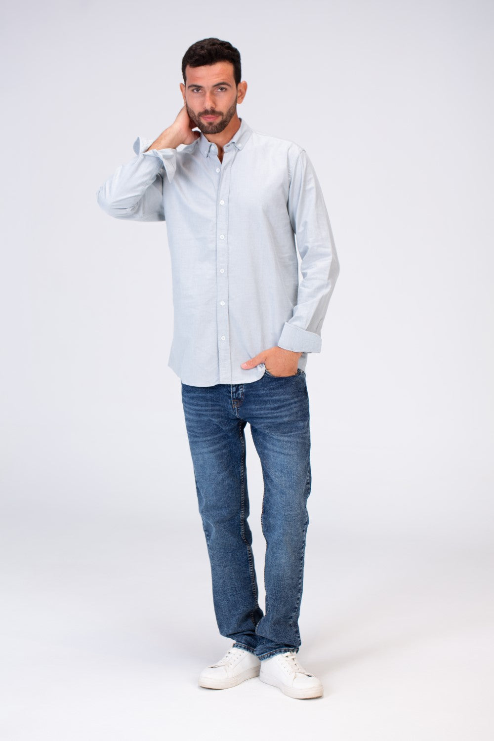 Mens Basic Plain Slim Fit Long Sleeves Shirt
