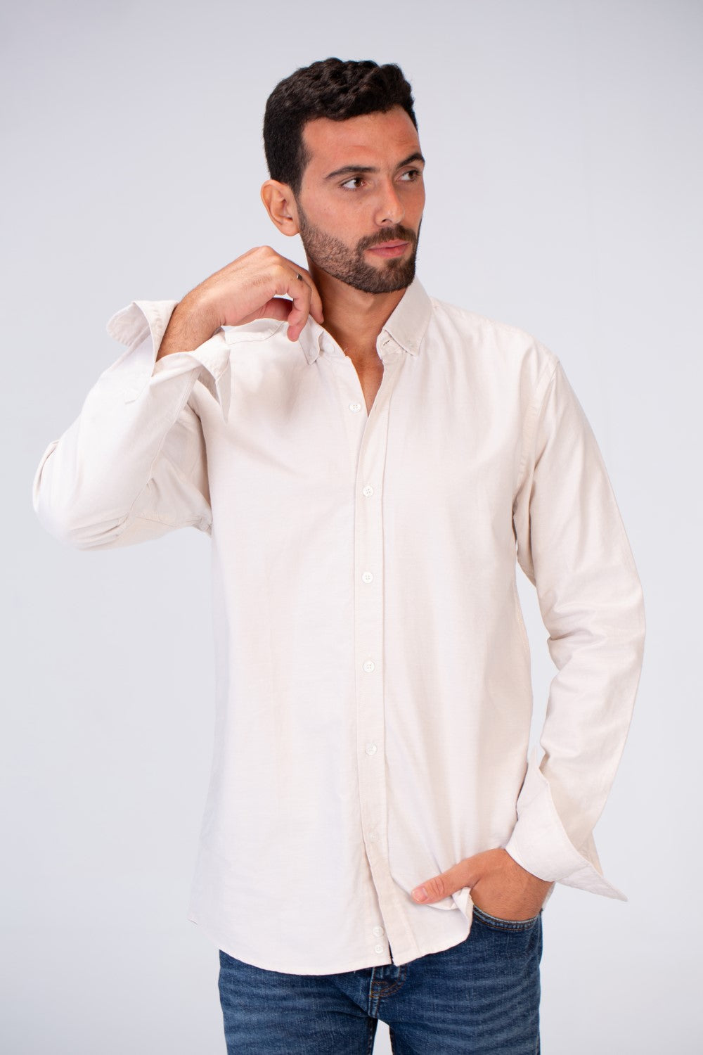 Mens Basic Plain Slim Fit Long Sleeves Shirt