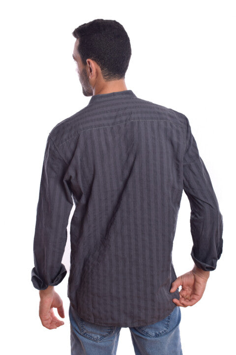 Men's Regular Fit Made Of Soft Cotton Long Sleeves Half Neck Shirt