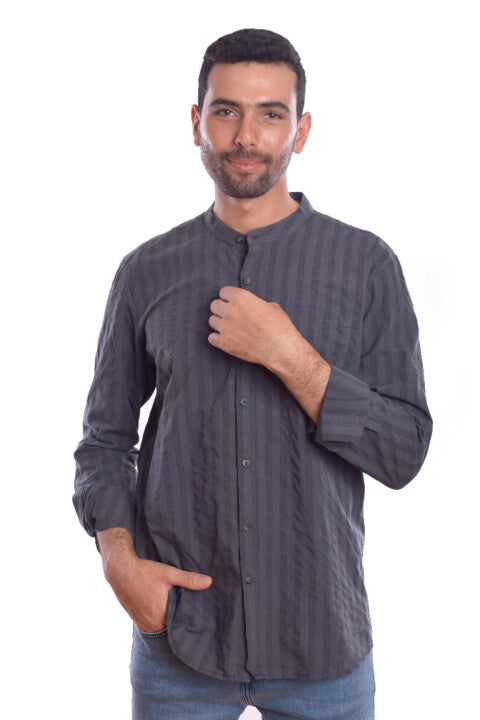 Men's Regular Fit Made Of Soft Cotton Long Sleeves Half Neck Shirt