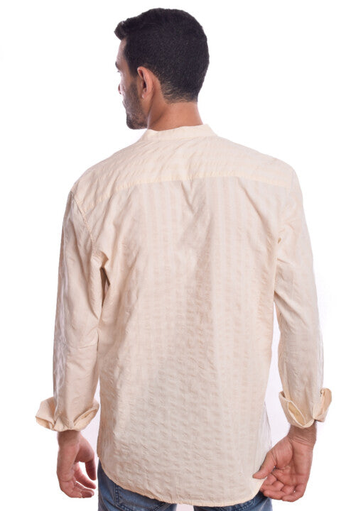 Men's Regular Fit Made Of Soft Cotton Long Sleeves Half Neck Shirt