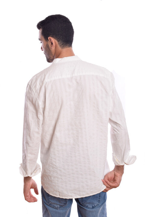 Men's Regular Fit Made Of Soft Cotton Long Sleeves Half Neck Shirt