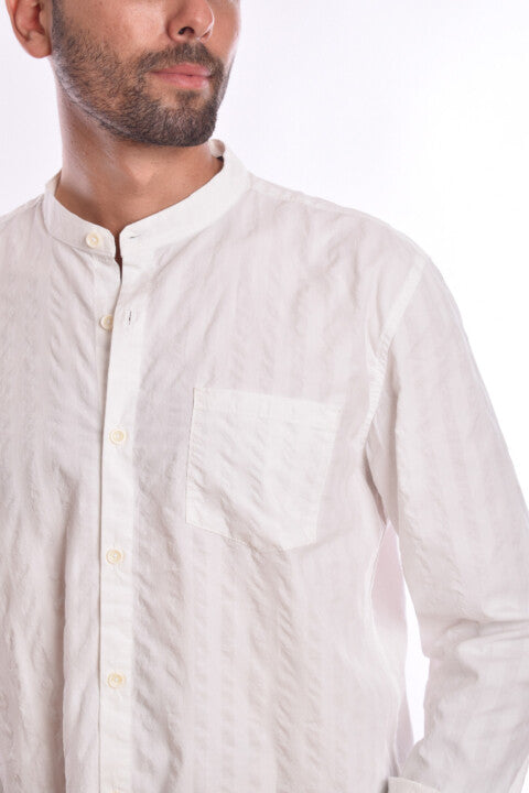 Men's Regular Fit Made Of Soft Cotton Long Sleeves Half Neck Shirt
