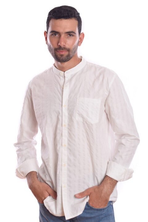 Men's Regular Fit Made Of Soft Cotton Long Sleeves Half Neck Shirt