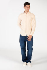 Men's Basic Slim Fit Collar Long Sleeve Shirt