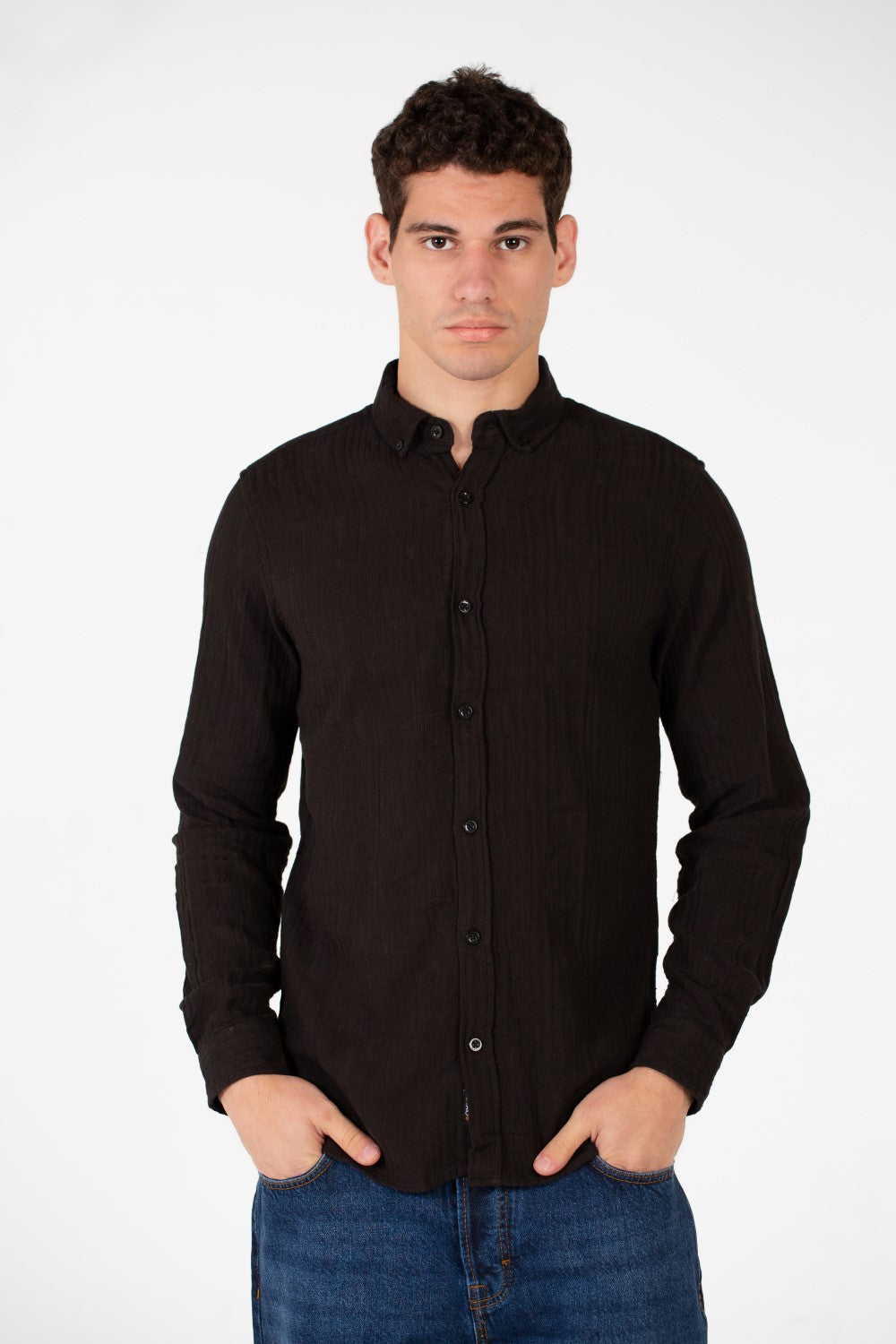 Men's Basic Slim Fit Collar Long Sleeve Shirt