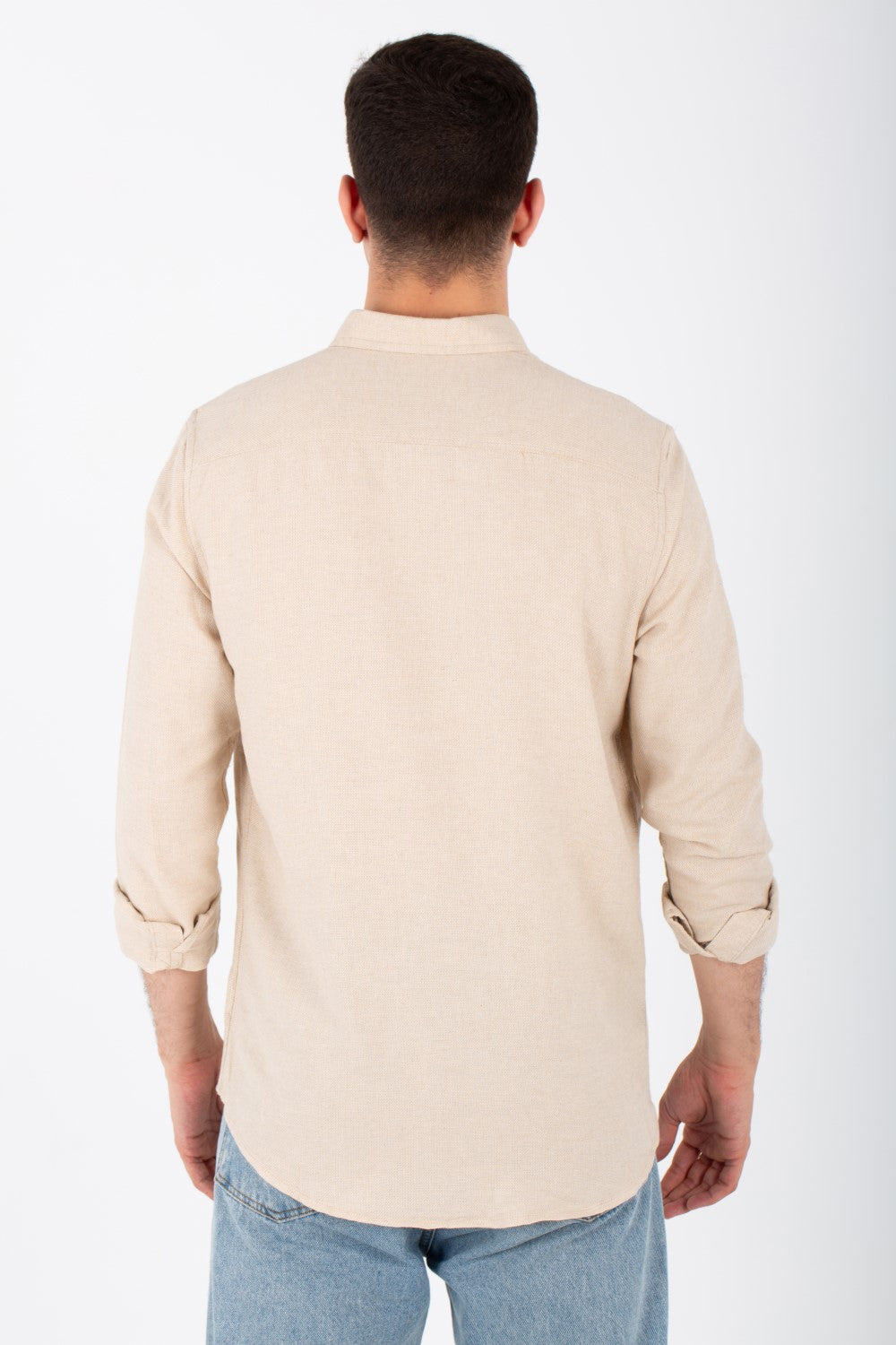 Mens Basic Plain Shirt With Long Sleeves And Slim Fit Cut