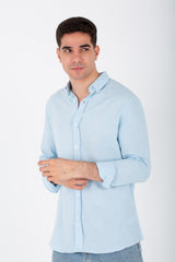 Mens Basic Plain Shirt With Long Sleeves And Slim Fit Cut