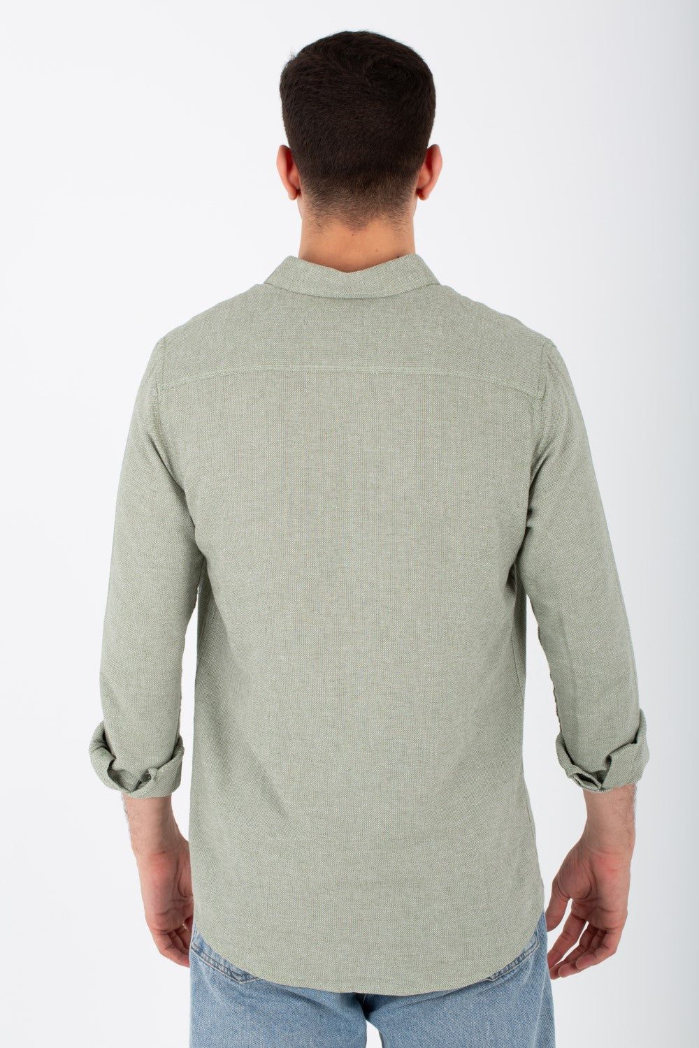 Mens Basic Plain Shirt With Long Sleeves And Slim Fit Cut