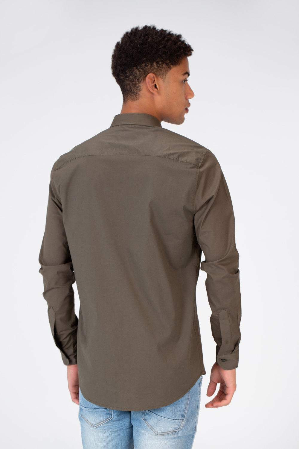 Men's Basic Plain Button Front Shirt In Poplin Material