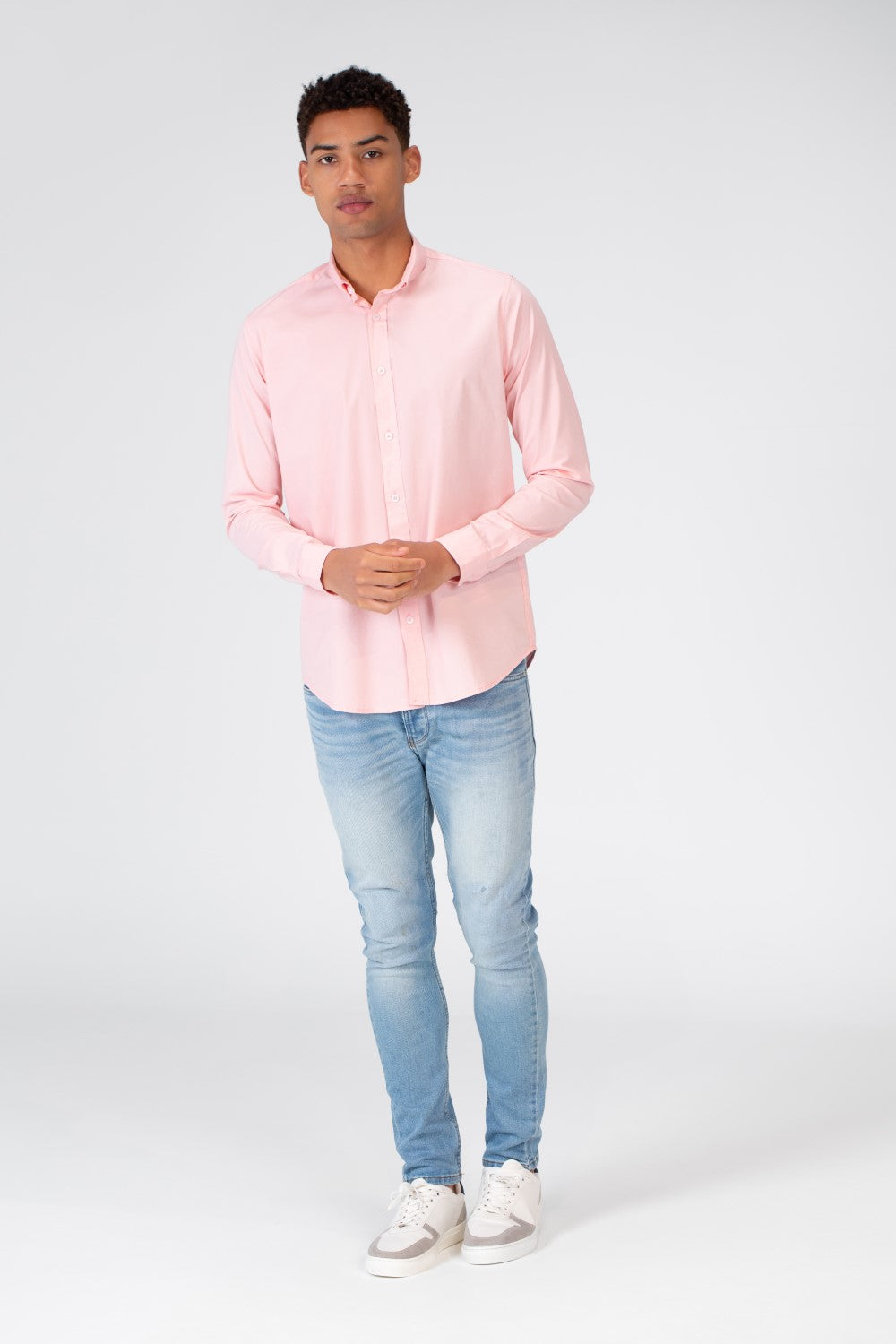 Men's Basic Plain Button Front Shirt In Poplin Material