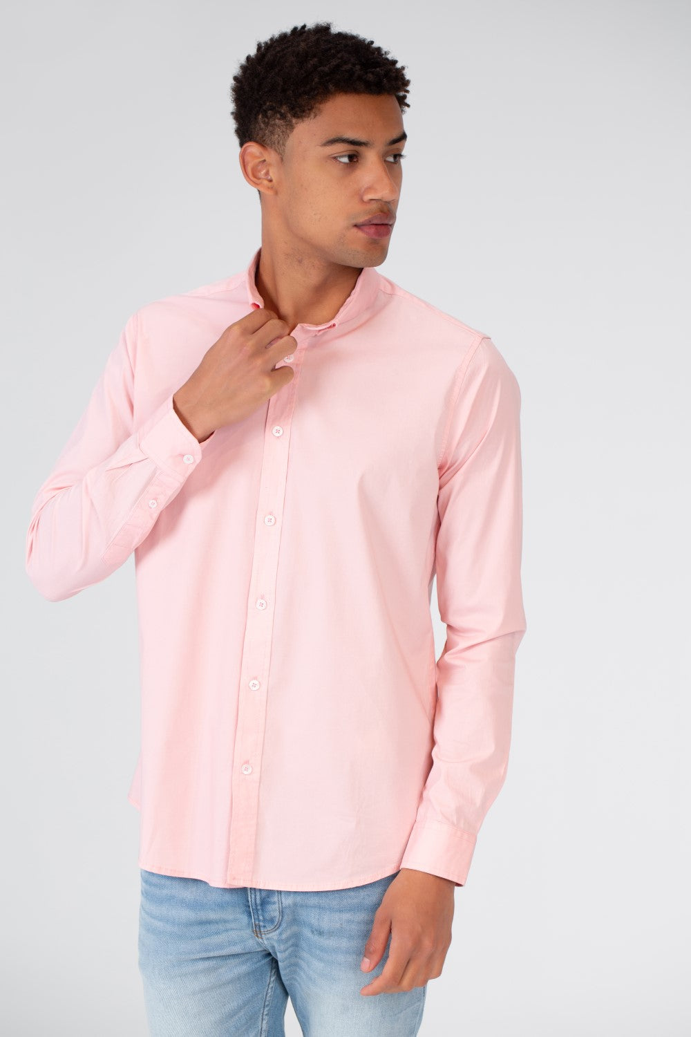 Men's Basic Plain Button Front Shirt In Poplin Material